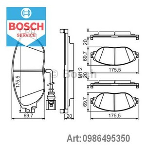 Фото Колодки гальмівні (передні) Audi A3/Q3/Seat Leon/Skoda Kadiaq/Octavia/SuperB/VW Golf/Passat 12- Bosch 0 986 495 350