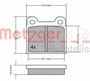 Фото Комплект гальмівних колодок, дискове гальмо Metzger 1170003