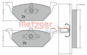 Фото Комплект гальмівних накладок, дискове гальмо Metzger 1170027