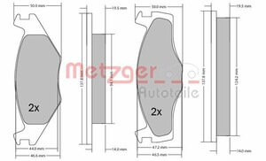 Фото Комплект гальмівних колодок, дискове гальмо Metzger 1170033