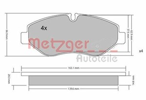 Фото Комплект гальмівних накладок, дискове гальмо Metzger 1170040