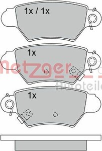 Фото Комплект гальмівних накладок, дискове гальмо Metzger 1170042