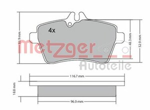 Фото Комплект гальмівних колодок, дискове гальмо Metzger 1170053