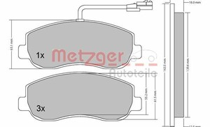 Фото Комплект гальмівних накладок, дискове гальмо Metzger 1170148