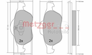 Фото Комплект гальмівних колодок, дискове гальмо Metzger 1170155