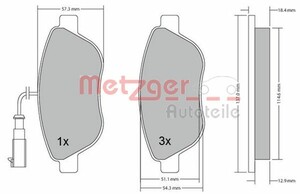 Фото Комплект гальмівних накладок, дискове гальмо Metzger 1170185