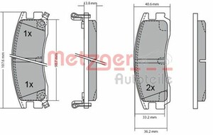 Фото Комплект гальмівних колодок, дискове гальмо Metzger 1170187