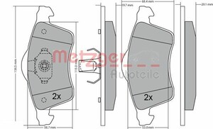 Фото Комплект гальмівних накладок, дискове гальмо Metzger 1170218