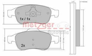 Фото Комплект гальмівних накладок, дискове гальмо Metzger 1170265