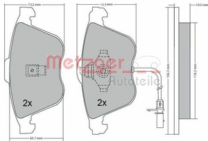 Фото Комплект гальмівних колодок, дискове гальмо Metzger 1170268