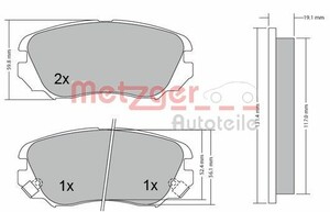 Фото Комплект гальмівних накладок, дискове гальмо Metzger 1170291