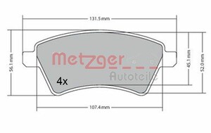 Фото Комплект гальмівних колодок, дискове гальмо Metzger 1170442