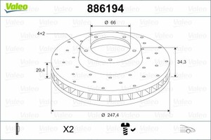 Фото Гальмівний диск Valeo 886194