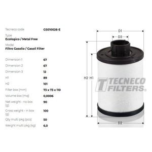 Фото Паливний фільтр TECNECO GS010026E