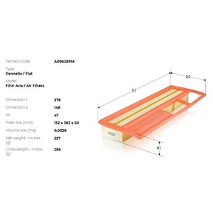 Фото Фiльтр повiтряний Fiat Doblo 1.3 Multijett 05- TECNECO AR9628PM