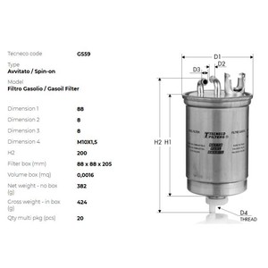 Фото Фільтр палива TECNECO GS59