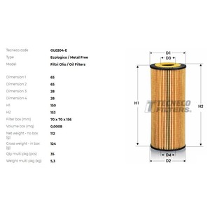 Фото Фільтр масляний VAG 1.9/2.0/2.5TDI 98- TECNECO OL0204E