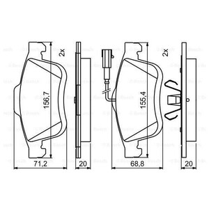 Фото Колодки гальмівні (передні) Fiat Doblo 10- (Ate) Bosch 0 986 494 795