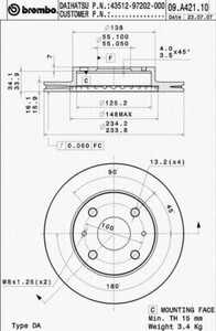 Фото Гальмівний диск Brembo 09.A421.10