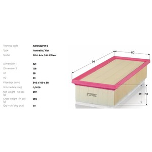 Фото Фільтр повітряний audi a4/a5/q5 1.8-2.0tfsi, 2.0td TECNECO AR10522PMS