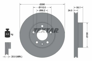 Фото Диск гальмівний (передній) VW T4 2.5TDI 90-03 (280x24) (R15) PRO+ Textar 92083805