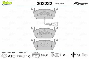 Фото Комплект гальмівних накладок, дискове гальмо Valeo 302222