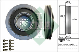 Фото Шків колінвалу Audi A6/Q7VW Touareg 2.7/3.0TDI 02- (6PK) (з болтом) LuK/INA 544 0102 20