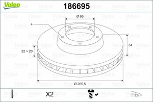 Фото Гальмівний диск Valeo 186695