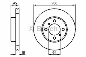 Фото Диск гальмівний (передній) Mitsubishi Colt 91-05/Lancer 1.3-2.0 90-07 (236x18) Bosch 0 986 478 572