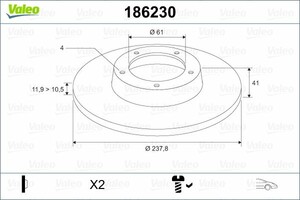 Фото Гальмівний диск Valeo 186230