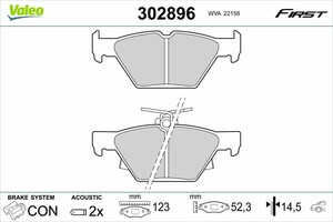 Фото Комплект гальмівних накладок, дискове гальмо Valeo 302896