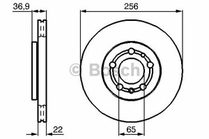 Фото Диск гальмівний (передній) Skoda Fabia/Octavia 96-/Roomster 06-/VW Golf 97-06 (256x22) Bosch 0 986 478 988