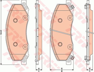 Фото Комплект гальмівних колодок, дискове гальмо TRW GDB1781