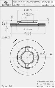 Фото Гальмівний диск Brembo 09.5230.10