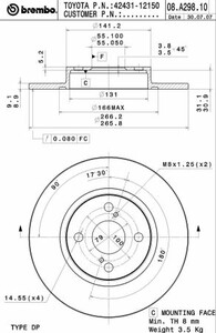 Фото Гальмівний диск Brembo 08.A298.10