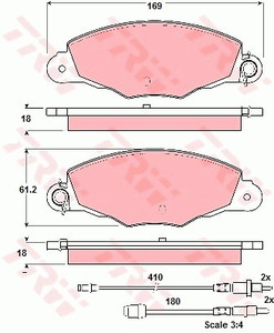 Комплект гальмівних колодок, дискове гальмо TRW GDB1336