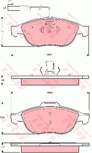 Фото Комплект гальмівних колодок, дискове гальмо TRW GDB1444