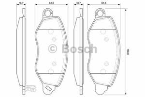 Фото Комплект гальмівних колодок, дискове гальмо Bosch 0 986 424 657