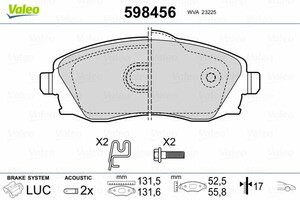 Фото Гальмівні колодки Valeo 598456